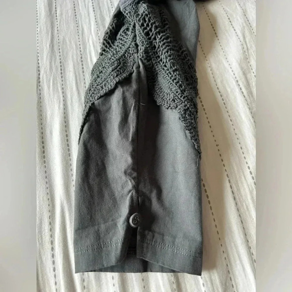 Free People Gray Eyelet Sleeve Top - Picture 8 of 15